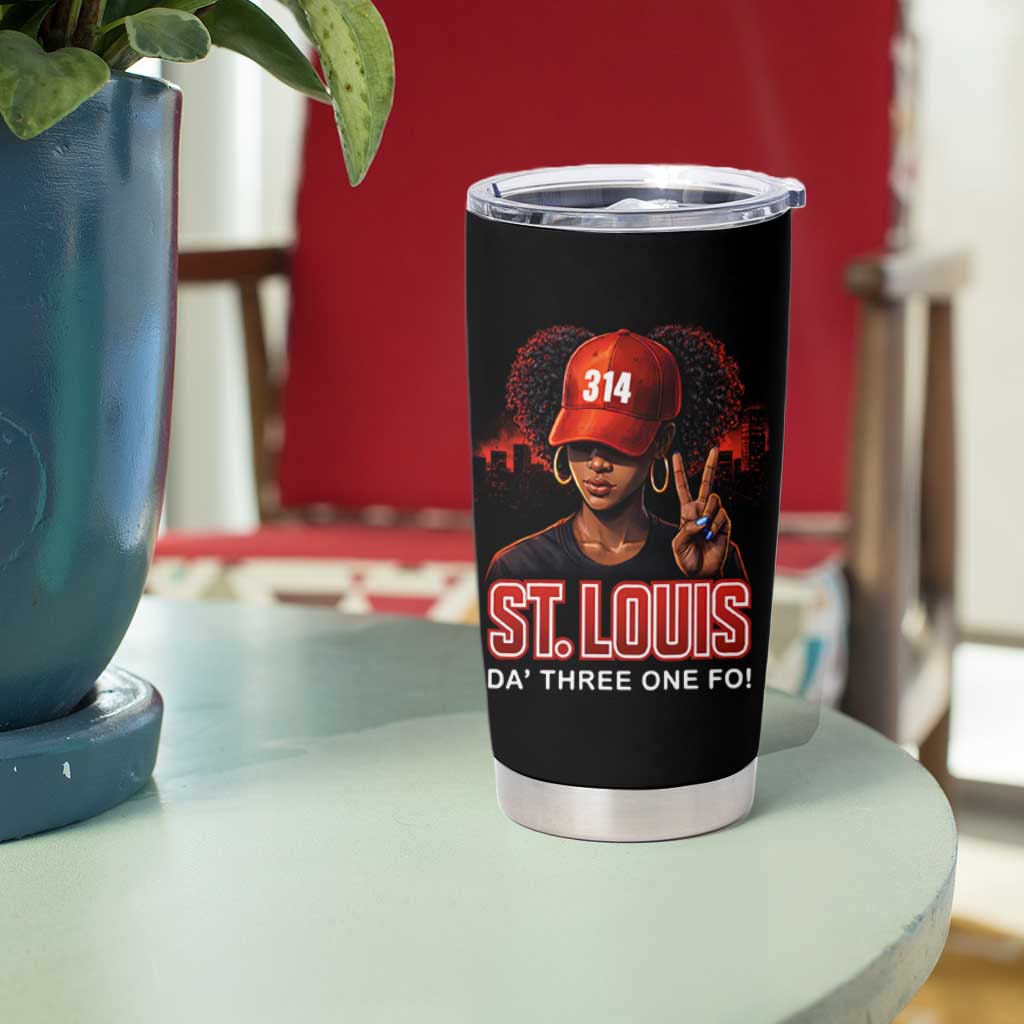 314 St Louis Tumbler Cup Red Hat African American Woman STL City Pride Area Code