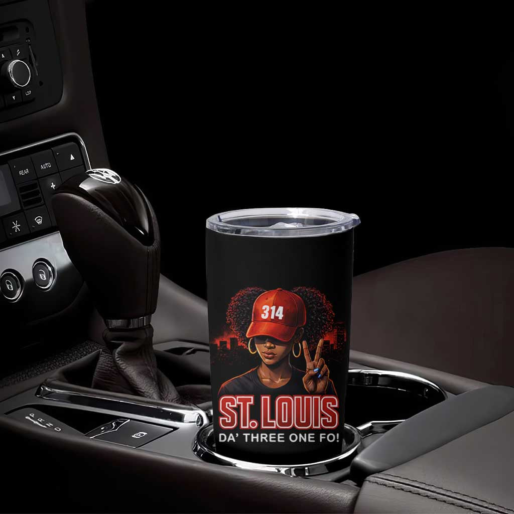 314 St Louis Tumbler Cup Red Hat African American Woman STL City Pride Area Code