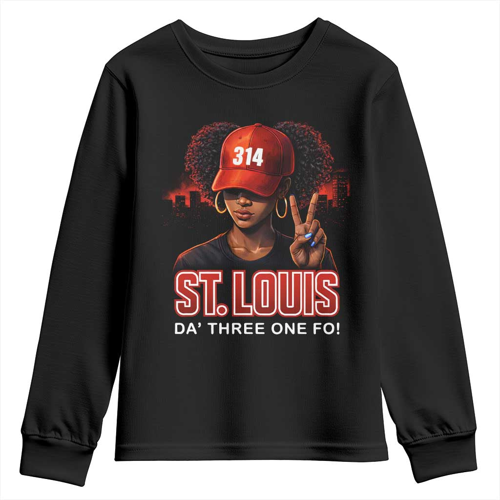 314 St Louis Youth Sweatshirt Red Hat African American Woman STL City Pride Area Code