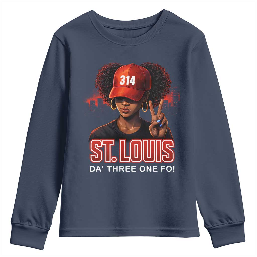 314 St Louis Youth Sweatshirt Red Hat African American Woman STL City Pride Area Code