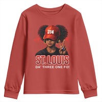 314 St Louis Youth Sweatshirt Red Hat African American Woman STL City Pride Area Code