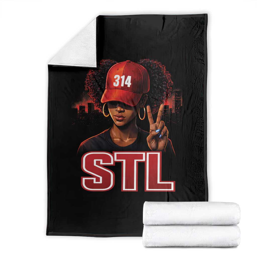 314 STL Throw Blanket Red Hat African American Woman  Area Code St Louis City Pride