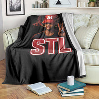 314 STL Throw Blanket Red Hat African American Woman  Area Code St Louis City Pride