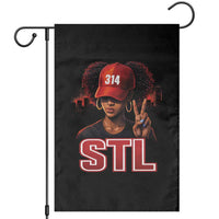 314 STL Garden Flag Red Hat African American Woman  Area Code St Louis City Pride