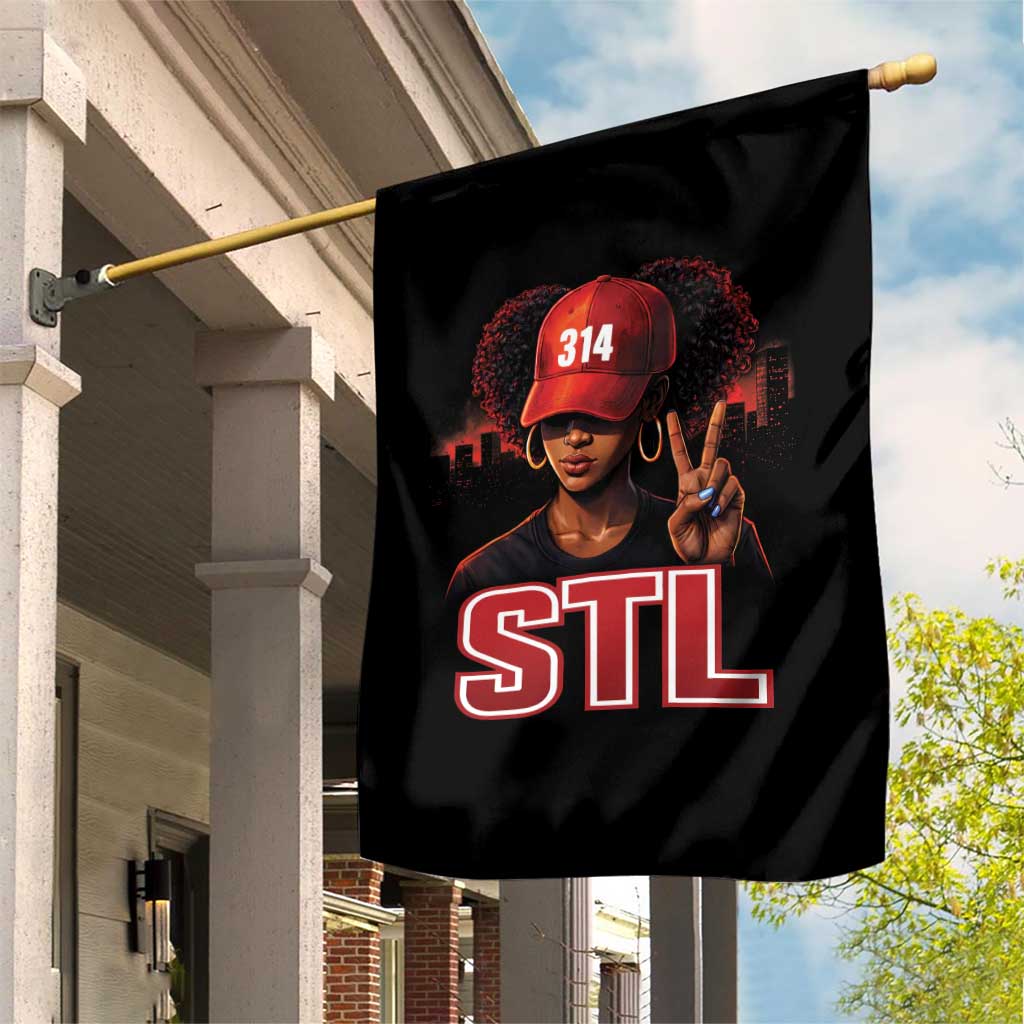 314 STL Garden Flag Red Hat African American Woman  Area Code St Louis City Pride