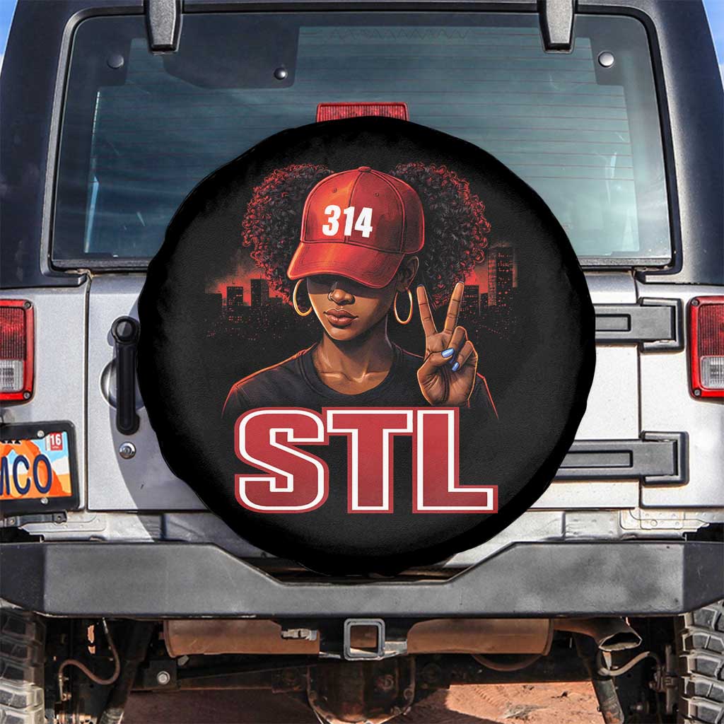 314 STL Spare Tire Cover Red Hat African American Woman  Area Code St Louis City Pride