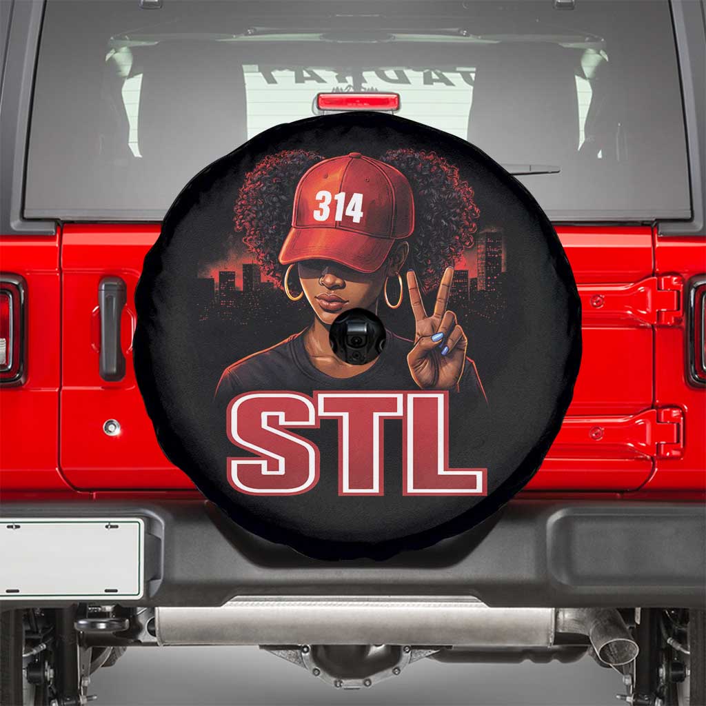 314 STL Spare Tire Cover Red Hat African American Woman  Area Code St Louis City Pride