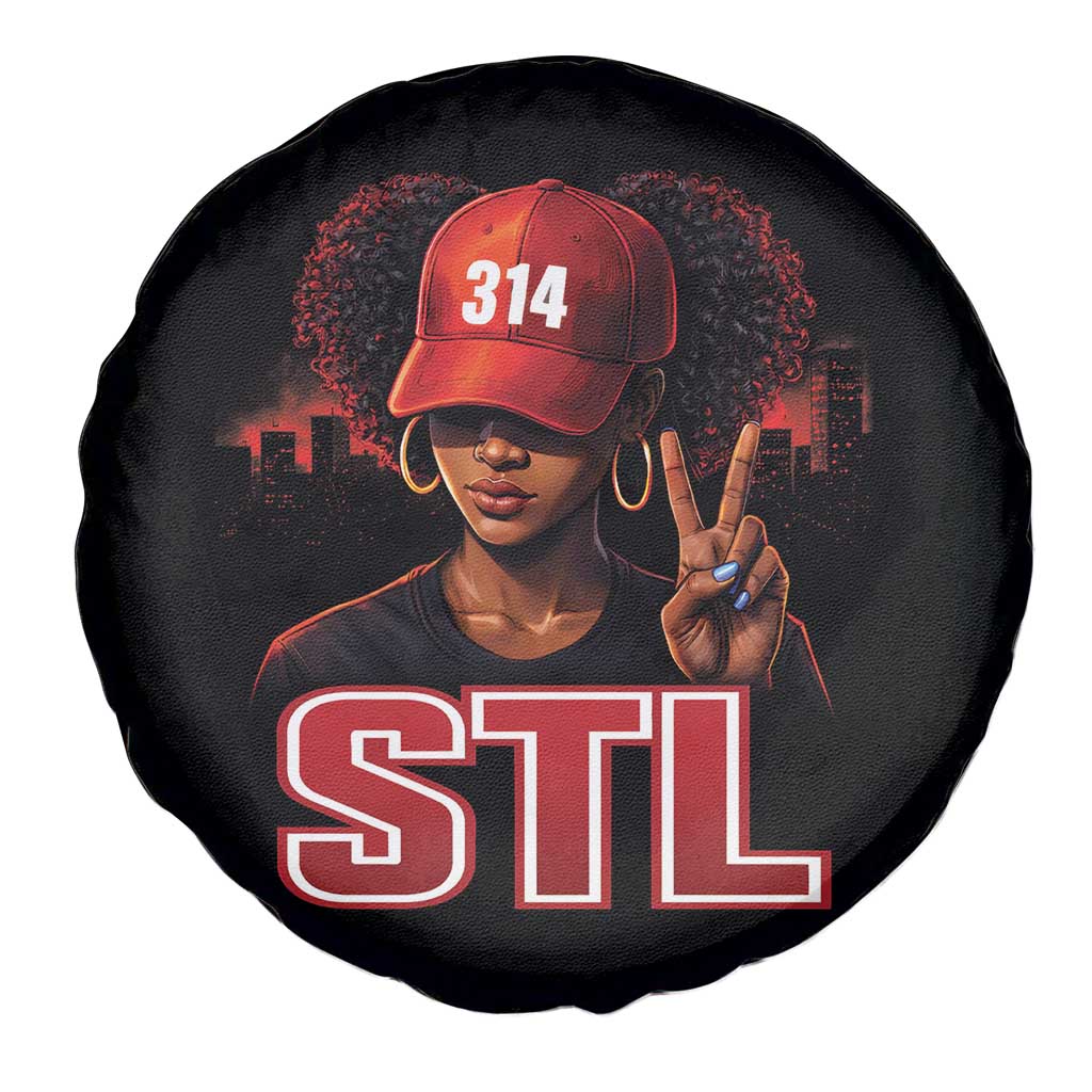 314 STL Spare Tire Cover Red Hat African American Woman  Area Code St Louis City Pride