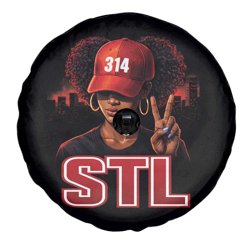314 STL Spare Tire Cover Red Hat African American Woman  Area Code St Louis City Pride