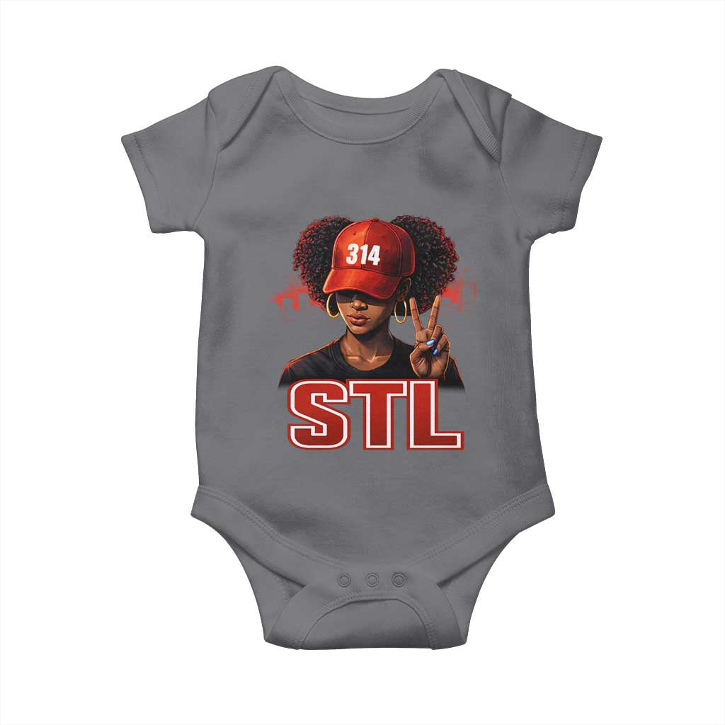 314 STL Baby Onesie Red Hat African American Woman  Area Code St Louis City Pride