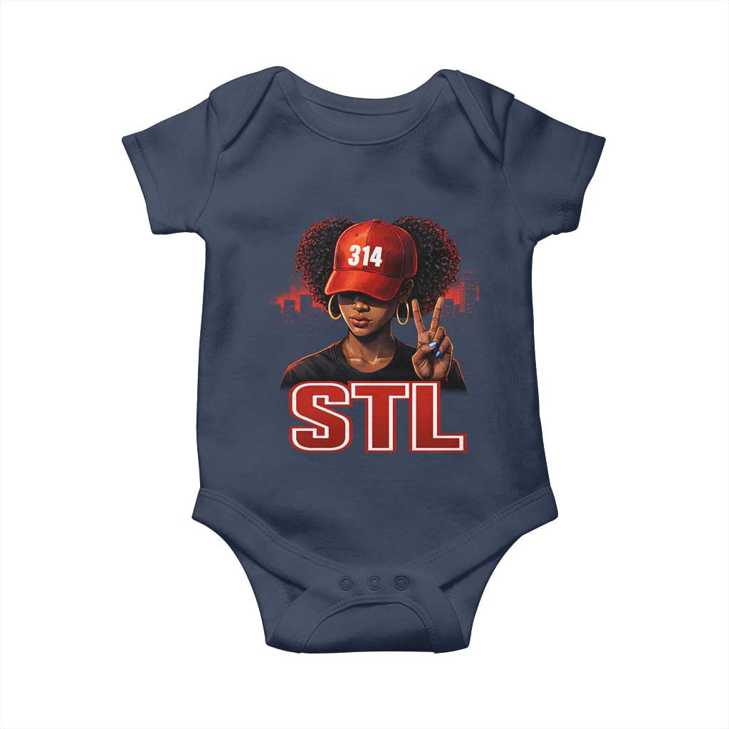 314 STL Baby Onesie Red Hat African American Woman  Area Code St Louis City Pride