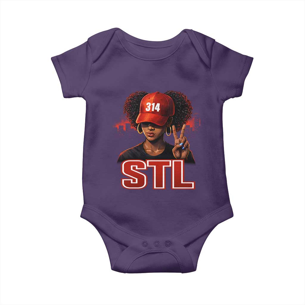 314 STL Baby Onesie Red Hat African American Woman  Area Code St Louis City Pride