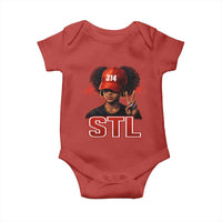314 STL Baby Onesie Red Hat African American Woman  Area Code St Louis City Pride
