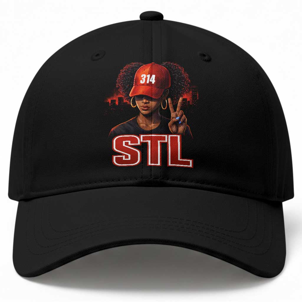314 STL Baseball Cap Red Hat African American Woman  Area Code St Louis City Pride