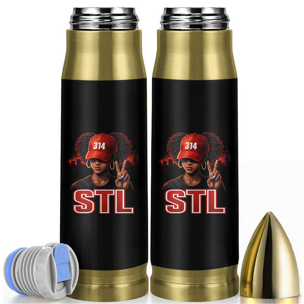 314 STL Bullet Tumbler Red Hat African American Woman  Area Code St Louis City Pride