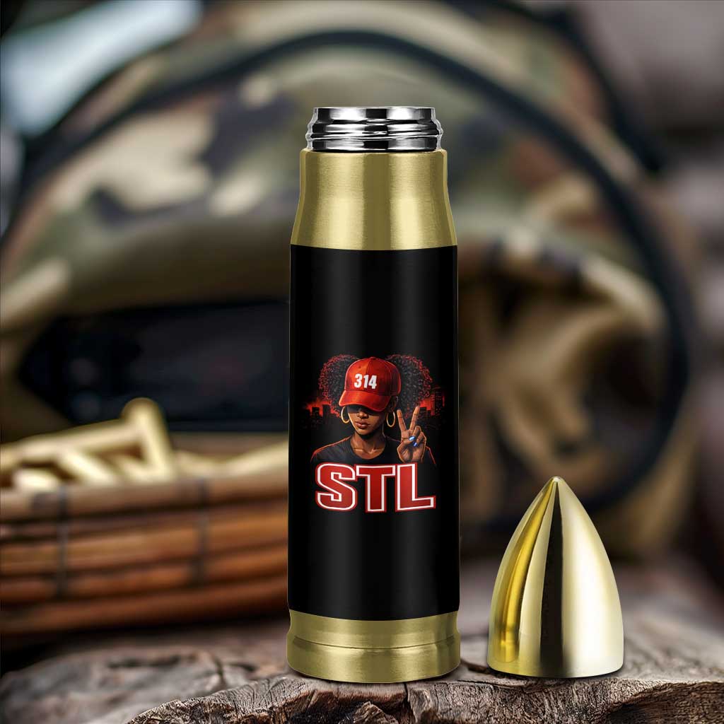 314 STL Bullet Tumbler Red Hat African American Woman  Area Code St Louis City Pride