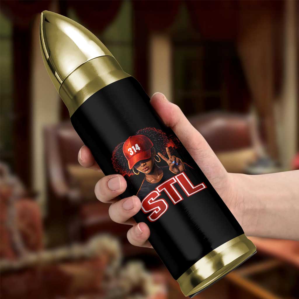 314 STL Bullet Tumbler Red Hat African American Woman  Area Code St Louis City Pride