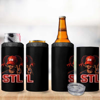 314 STL 4 in 1 Can Cooler Tumbler Red Hat African American Woman  Area Code St Louis City Pride