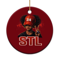 314 STL Ceramic Ornament Red Hat African American Woman  Area Code St Louis City Pride