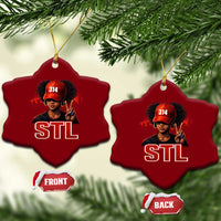 314 STL Ceramic Ornament Red Hat African American Woman  Area Code St Louis City Pride