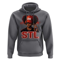 314 STL Hoodie Red Hat African American Woman  Area Code St Louis City Pride