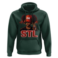314 STL Hoodie Red Hat African American Woman  Area Code St Louis City Pride