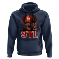 314 STL Hoodie Red Hat African American Woman  Area Code St Louis City Pride