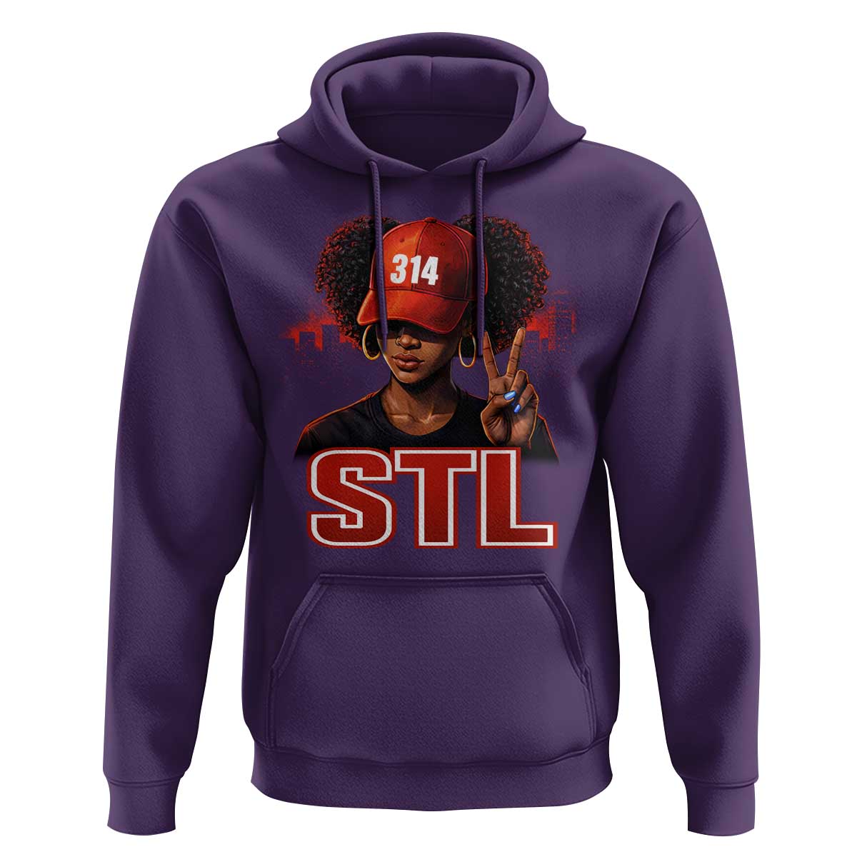 314 STL Hoodie Red Hat African American Woman  Area Code St Louis City Pride