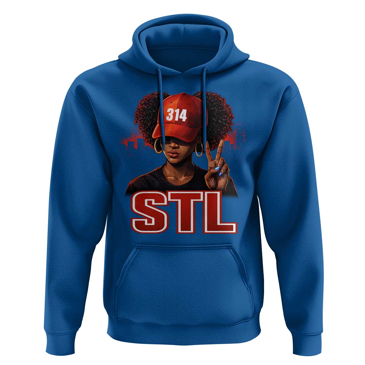 314 STL Hoodie Red Hat African American Woman  Area Code St Louis City Pride