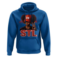 314 STL Hoodie Red Hat African American Woman  Area Code St Louis City Pride