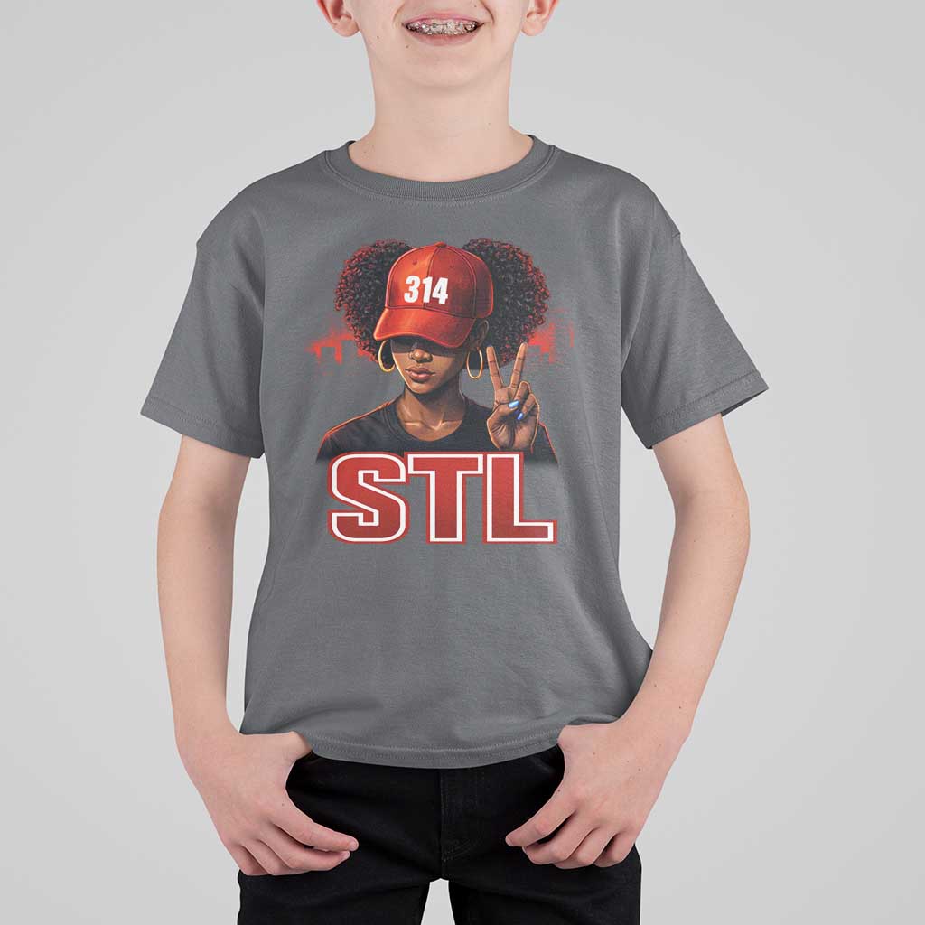 314 STL T Shirt For Kid Red Hat African American Woman  Area Code St Louis City Pride