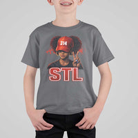 314 STL T Shirt For Kid Red Hat African American Woman  Area Code St Louis City Pride