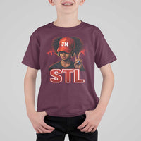 314 STL T Shirt For Kid Red Hat African American Woman  Area Code St Louis City Pride