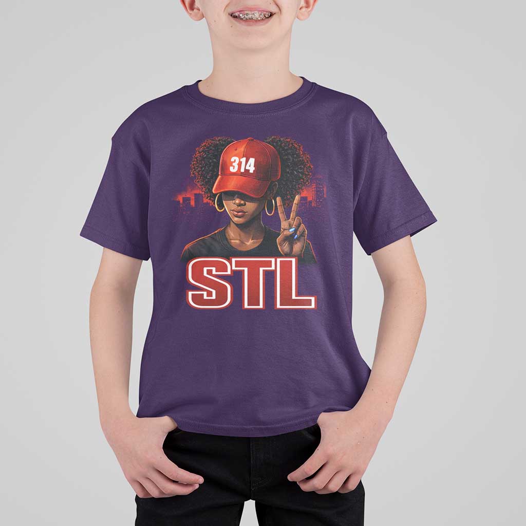 314 STL T Shirt For Kid Red Hat African American Woman  Area Code St Louis City Pride