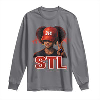 314 STL Long Sleeve Shirt Red Hat African American Woman  Area Code St Louis City Pride