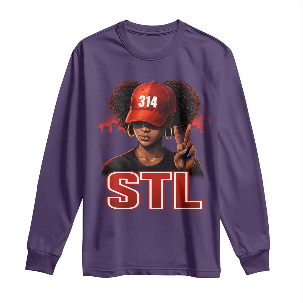 314 STL Long Sleeve Shirt Red Hat African American Woman  Area Code St Louis City Pride
