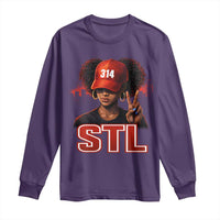 314 STL Long Sleeve Shirt Red Hat African American Woman  Area Code St Louis City Pride