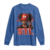 314 STL Long Sleeve Shirt Red Hat African American Woman  Area Code St Louis City Pride