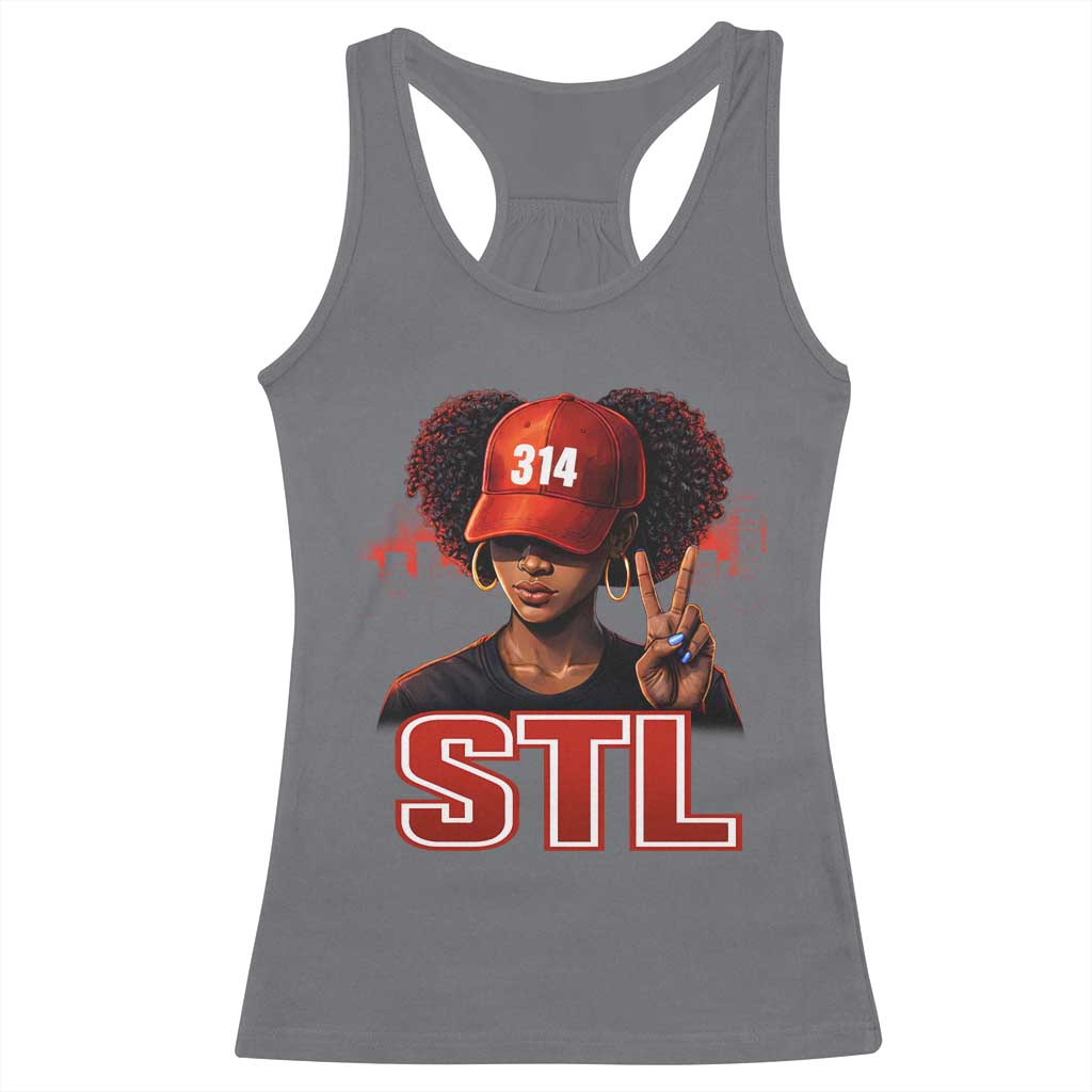 314 STL Racerback Tank Top Red Hat African American Woman  Area Code St Louis City Pride