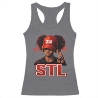 314 STL Racerback Tank Top Red Hat African American Woman  Area Code St Louis City Pride