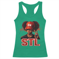 314 STL Racerback Tank Top Red Hat African American Woman  Area Code St Louis City Pride