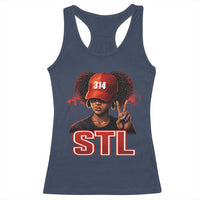 314 STL Racerback Tank Top Red Hat African American Woman  Area Code St Louis City Pride