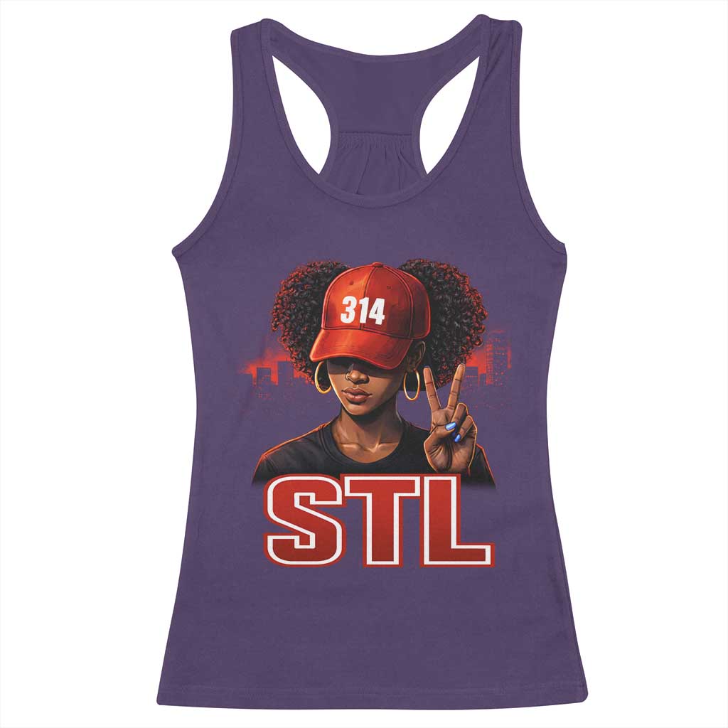 314 STL Racerback Tank Top Red Hat African American Woman  Area Code St Louis City Pride