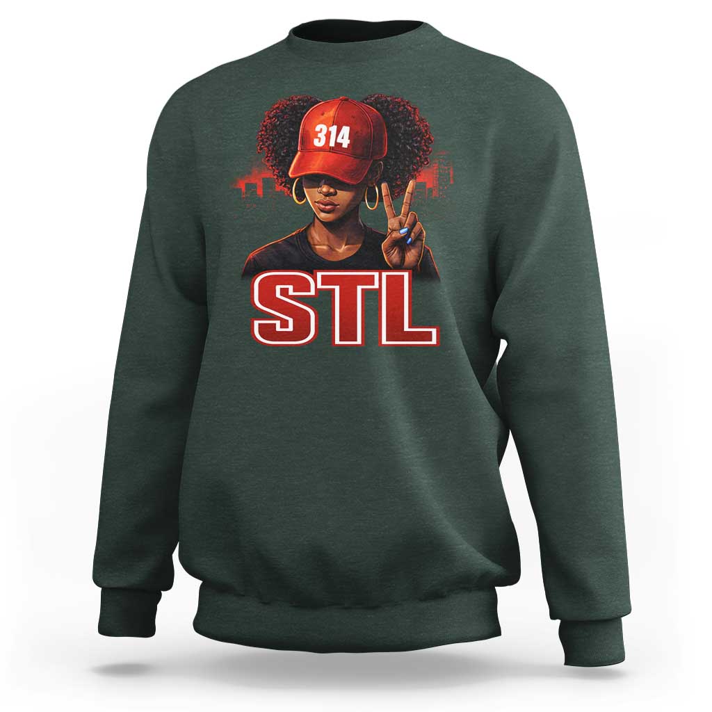 314 STL Sweatshirt Red Hat African American Woman  Area Code St Louis City Pride