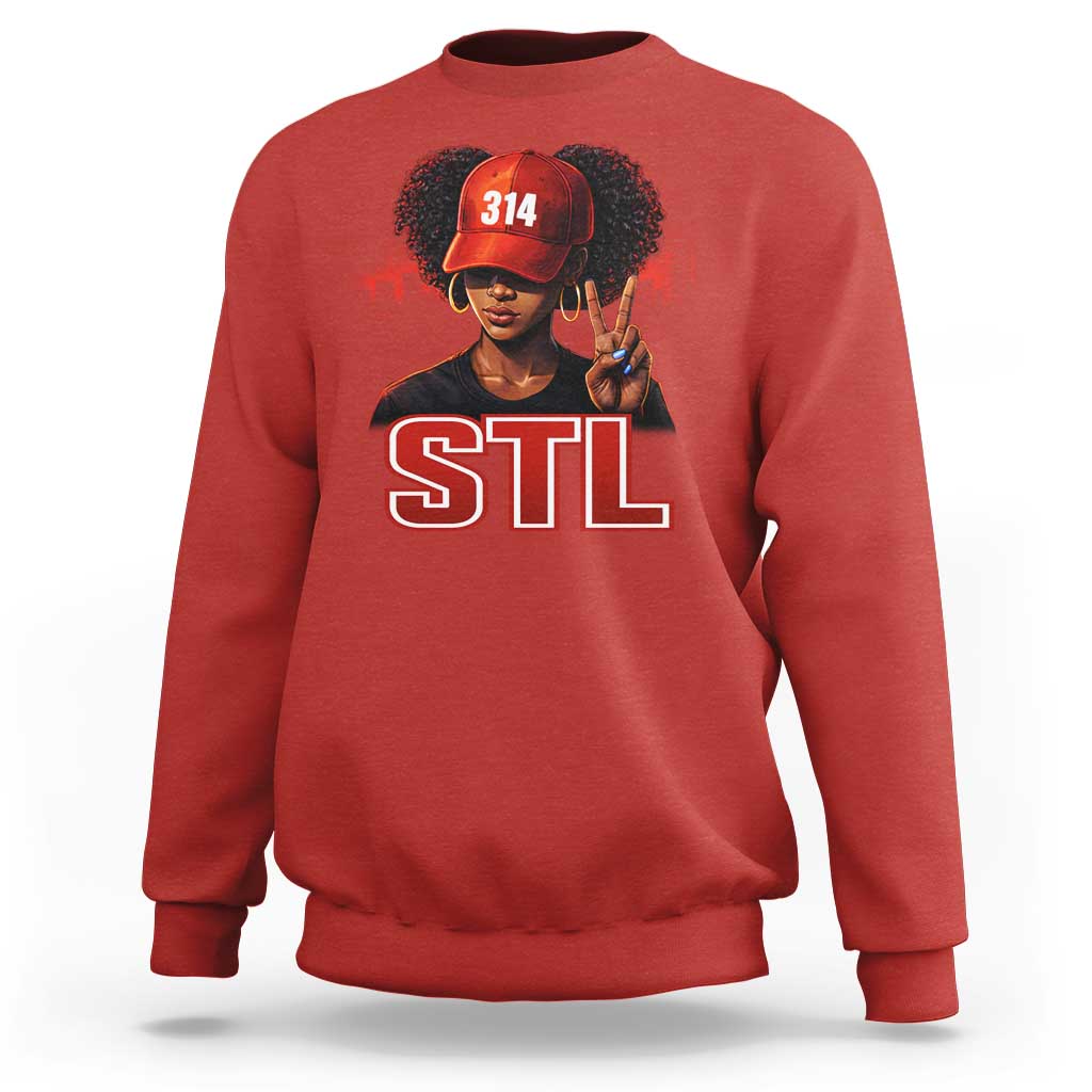 314 STL Sweatshirt Red Hat African American Woman  Area Code St Louis City Pride