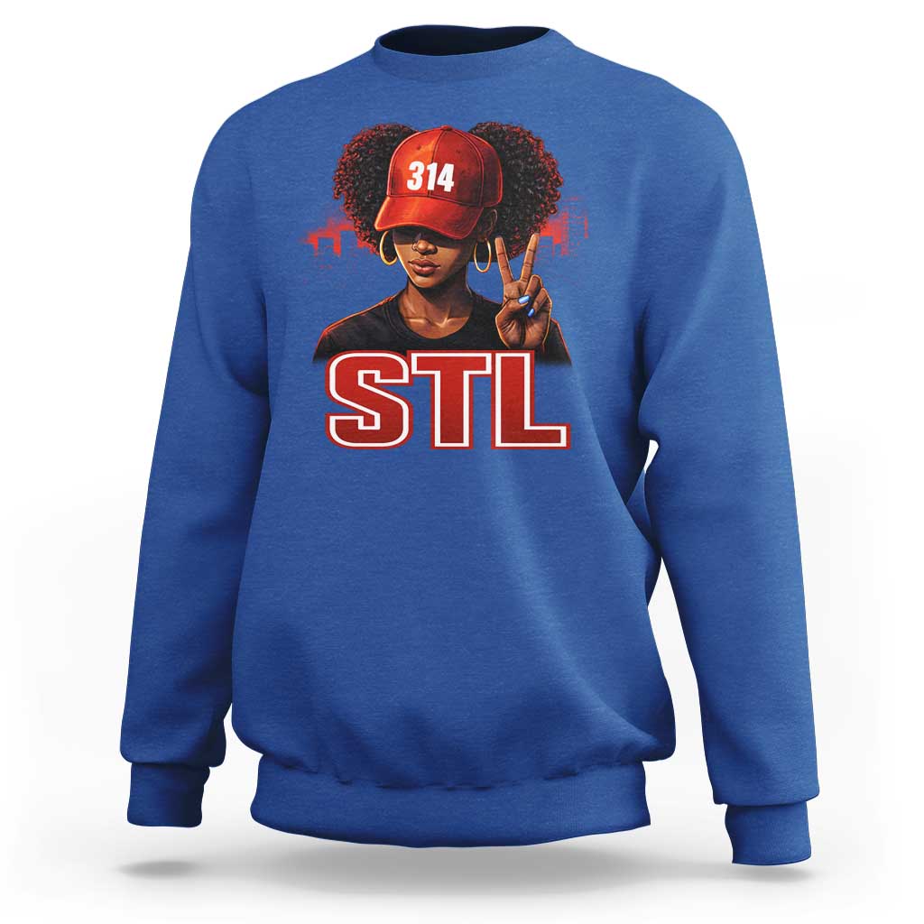 314 STL Sweatshirt Red Hat African American Woman  Area Code St Louis City Pride