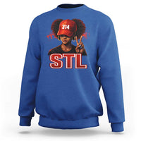 314 STL Sweatshirt Red Hat African American Woman  Area Code St Louis City Pride