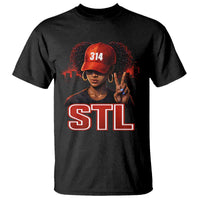 314 STL T Shirt Red Hat African American Woman  Area Code St Louis City Pride