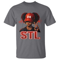 314 STL T Shirt Red Hat African American Woman  Area Code St Louis City Pride