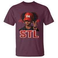314 STL T Shirt Red Hat African American Woman  Area Code St Louis City Pride